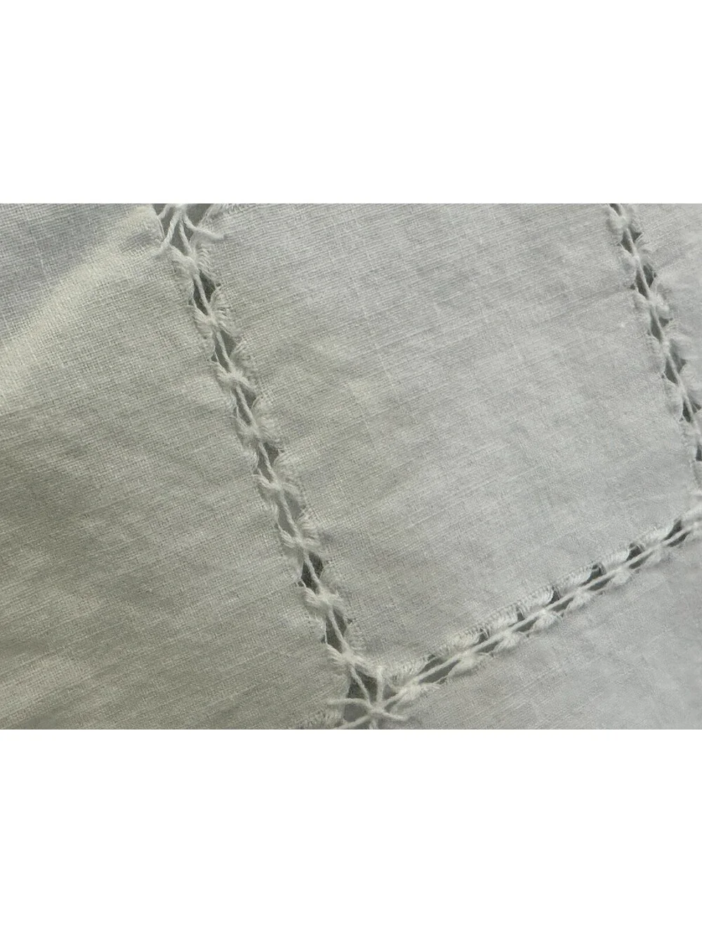 Vintage Cutwork Geometric Card Table Tablecloth Topper Handmade Embroidered